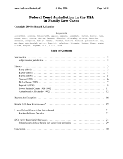 Federal Court Jurisdiction in the USA in Family Law Cases