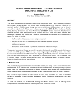 process safety management &mdash; a journey towards operational