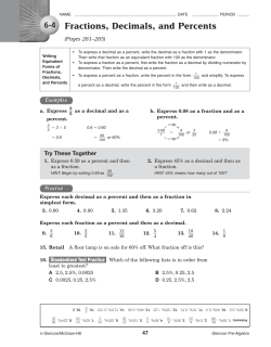 Fractions, Decimals, and Percents