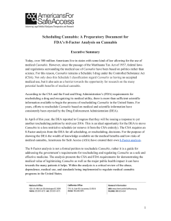 Scheduling Cannabis: A Preparatory Document for FDA`s 8Factor