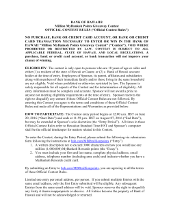 BANK OF HAWAII® Million MyBankoh Points Giveaway Contest