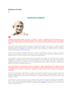 Mahatma Gandhi 1. - Whitman Middle School