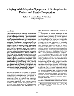 Coping With Negative Symptoms of Schizophrenia: Patient and