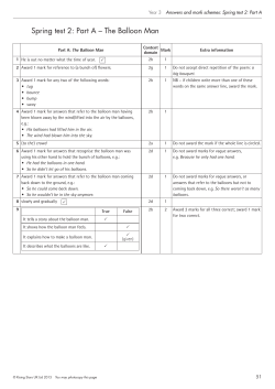 Spring test 2: Part A &ndash; The Balloon Man