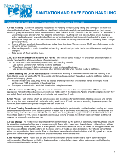 SANITATION AND SAFE FOOD HANDLING
