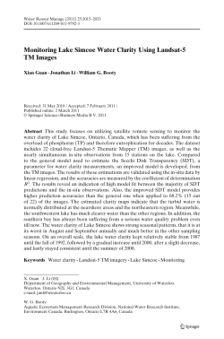 Monitoring Lake Simcoe Water Clarity Using Landsat