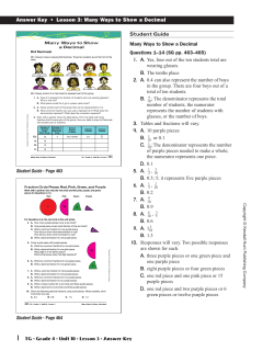 Answer Key &bull; Lesson 3: Many Ways to Show a Decimal