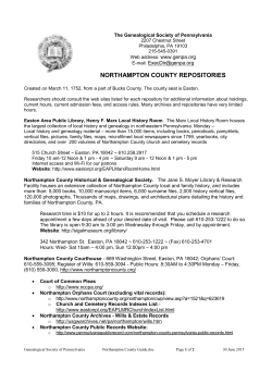 Northampton County Guide - Genealogical Society of Pennsylvania