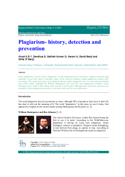 Plagiarism- history, detection and prevention