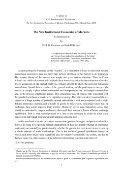 The New Institutional Economics of Markets