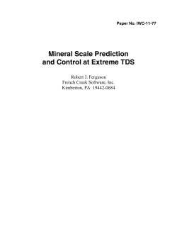 Oilfield ∙ Mining ∙ Water Reuse Mineral Scale Prediction and Control