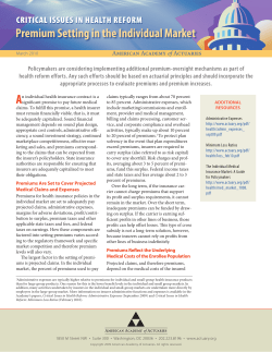 Premium Setting in the Individual Market