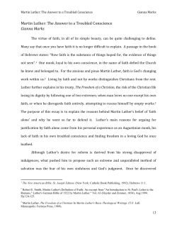 Martin Luther: The Answer to a Troubled Conscience Gianna Marks