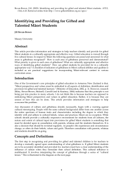 Identifying and Providing for Gifted and Talented M&auml;ori