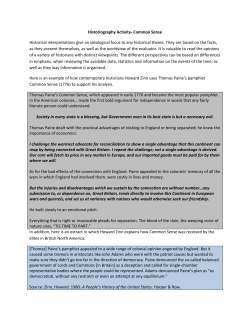 Historiography Activity- Common Sense Historical