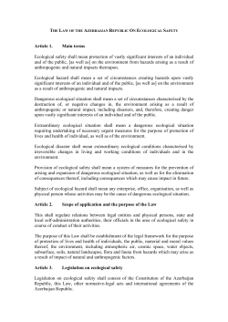 Article 1. Main terms Ecological safety shall mean protection of