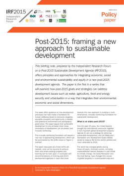 Post-2015: framing a new approach to sustainable development