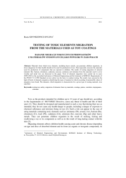 testing of toxic elements migration from the materials used as toy