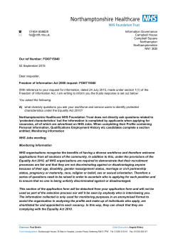 FOI0715040 - Final Response - Northamptonshire Healthcare