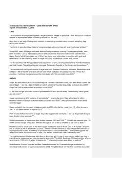 STATS AND FACTS DOCUMENT &ndash; LAND AND SUGAR SPIKE