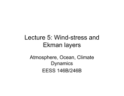Lecture 5: Wind-stress and Ekman layers