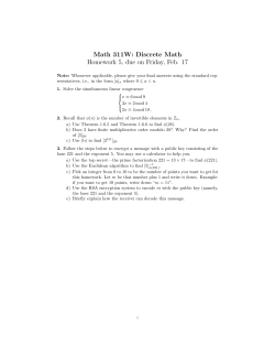 Math 311W: Discrete Math Homework 5, due on Friday, Feb. 17