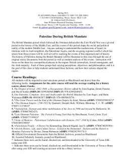 Palestine During British Mandate Course Readings