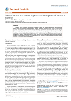 Literary Tourism as a Modern Approach for Development of Tourism