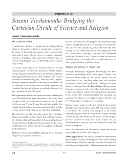 Swami Vivekananda: Bridging the Cartesian Divide of Science and