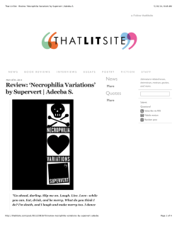 That Lit Site &middot; Review: `Necrophilia Variations` by Supervert | Adeeba S.