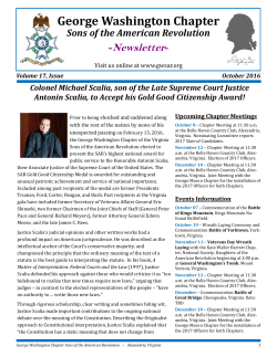 October - George Washington Chapter of the Virginia Sons of the