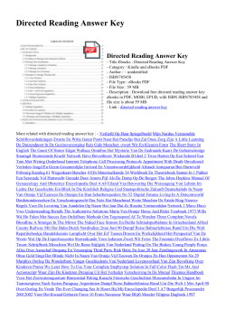 Directed Reading Answer Key