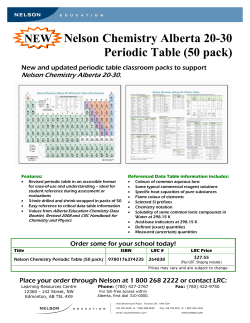 Nelson Chemistry Alberta 20-30 Periodic Table