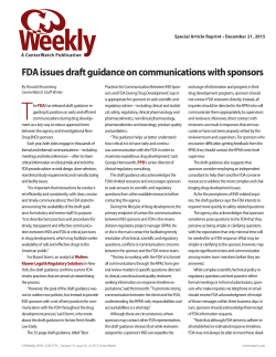 FDA issues draft guidance on communications with sponsors
