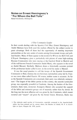 Notes on Ernest Hemingway`s "For Whom the Bell Tolls"