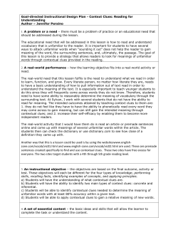 Goal-directed Instructional Design Plan