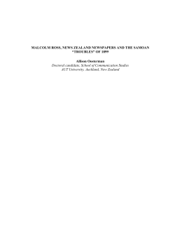 Malcolm Ross, New Zealand newspapers and the Samoan "troubles"