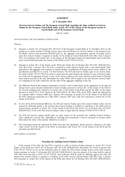 Agreement of 31 December 2014 between Lietuvos bankas