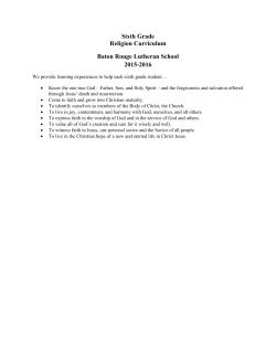 Sixth Grade Curricula - Trinity Lutheran Church