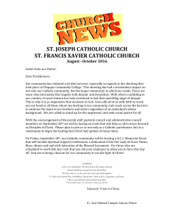 ST. JOSEPH CATHOLIC CHURCH ST. FRANCIS XAVIER