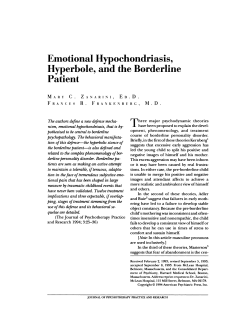 Emotional Hypochondriasis, Hyperbole, and the Borderline Patient