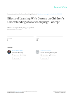 Effects of Learning With Gesture on Children`s Understanding of a