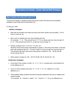 Information for Parents &ndash; Grade 4 Mental Math Strategies