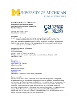 Social Work 305: Theories and Practices for