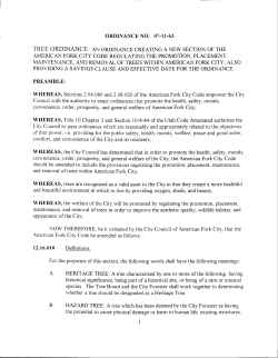 City Tree Ordinance - American Fork City