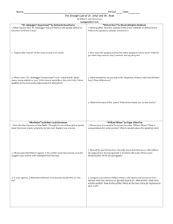 Date________ The Strange Case of Dr. Jekyll an