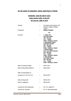 Sessions Case No. 288 of 2016 - Sonitpur District Judiciary, Assam