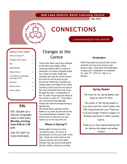 May 2014 - Red Lake Adult Learning Centre