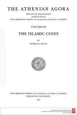 The Athenian Agora IX: The Islamic Coins.
