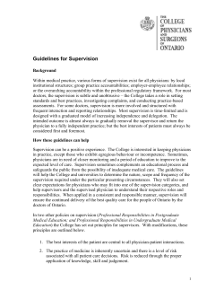 Guidelines for Monitoring and Supervising Physicians in Ontario